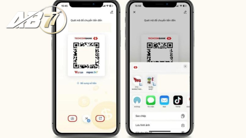 Quét mã QR ngân hàng để nạp tiền AB77 